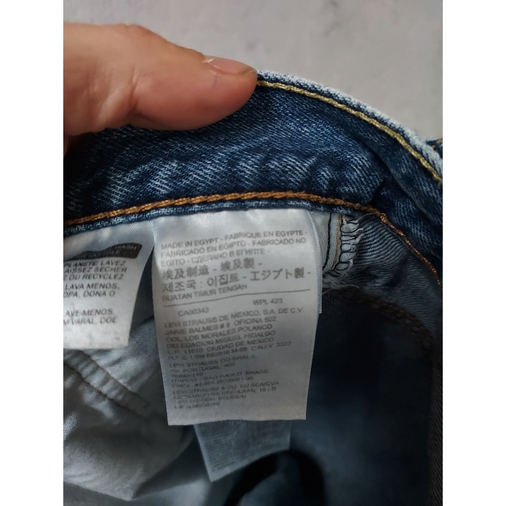 Levis Jean Shorts Mens 30 569 Loose Fit Denim Jorts Distressed Destroyed Blue - Picture 7 of 12